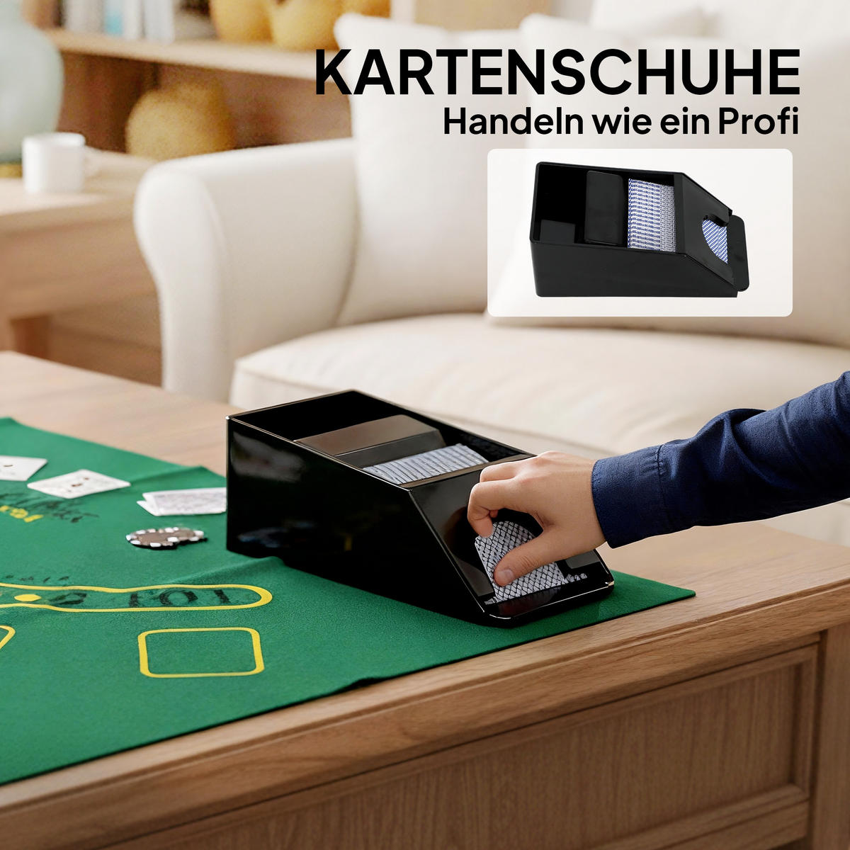 POKERSET DE-10830 300 Chips & Kartenmischer für 8 Spieler Silber - Silberfarben, Metall (30/36cm) - ComfortXL