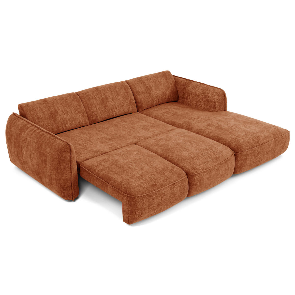 ECKSCHLAFSOFA Rastervelours 274cm - Dunkelorange/Terracotta, Textil (274/174cm) - Sia Home