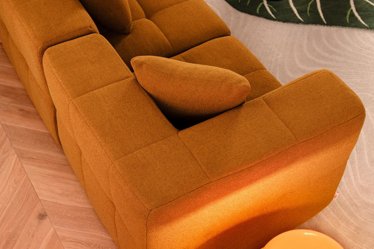 VEĽKÁ modulárna sedacia súprava bouclé tkanina škoricovo hnedá - svetlohnedá, textil (340/73/190cm) - MILYsofa