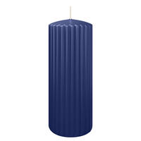 RILLEN KERZEN Dunkelblau 200 x Ø 80 mm, 4 Stück - Dunkelblau, Paraffin (8/20/20cm) - Wiedemann Kerzen