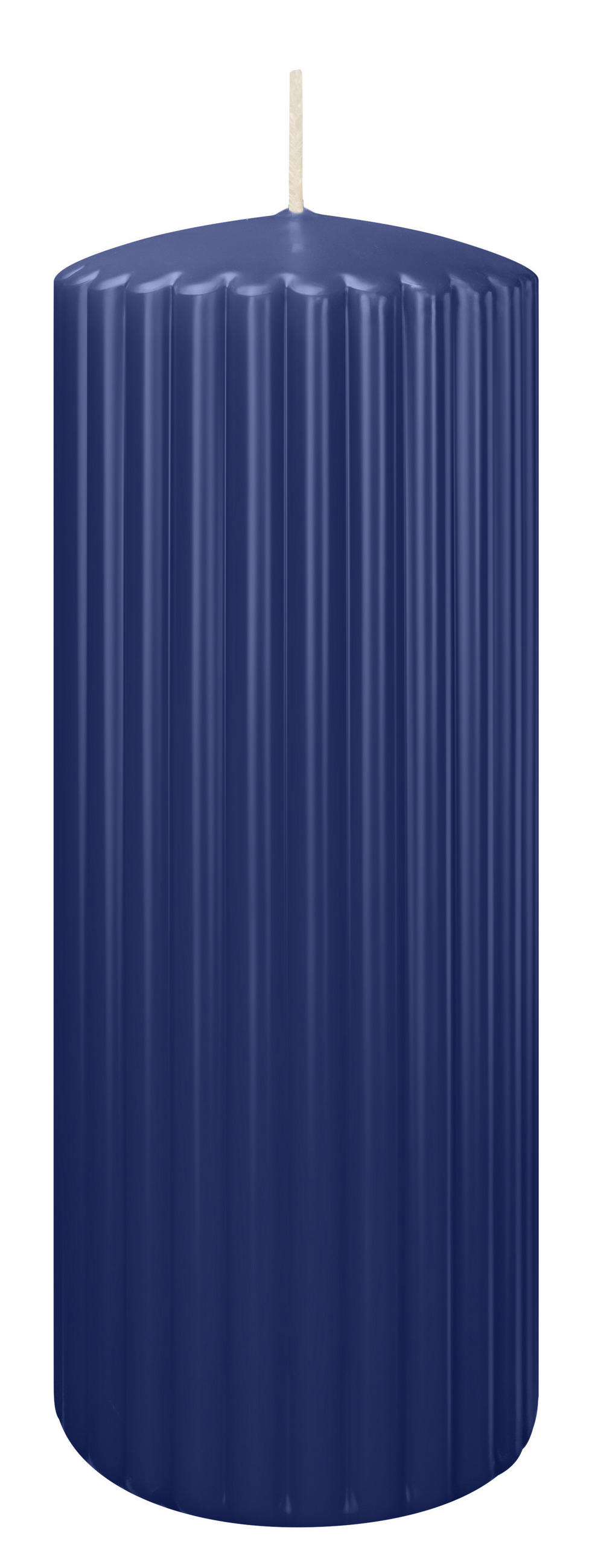 RILLEN KERZEN Dunkelblau 200 x Ø 80 mm, 4 Stück - Dunkelblau, Paraffin (8/20/20cm) - Wiedemann Kerzen