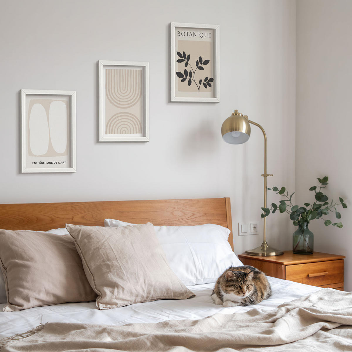BILDER SET 3er Set - 20x30 cm Weißer Rahmen - Boho-Pflanzenposter - Weiß, Kunststoff (20/30cm) - TULUP