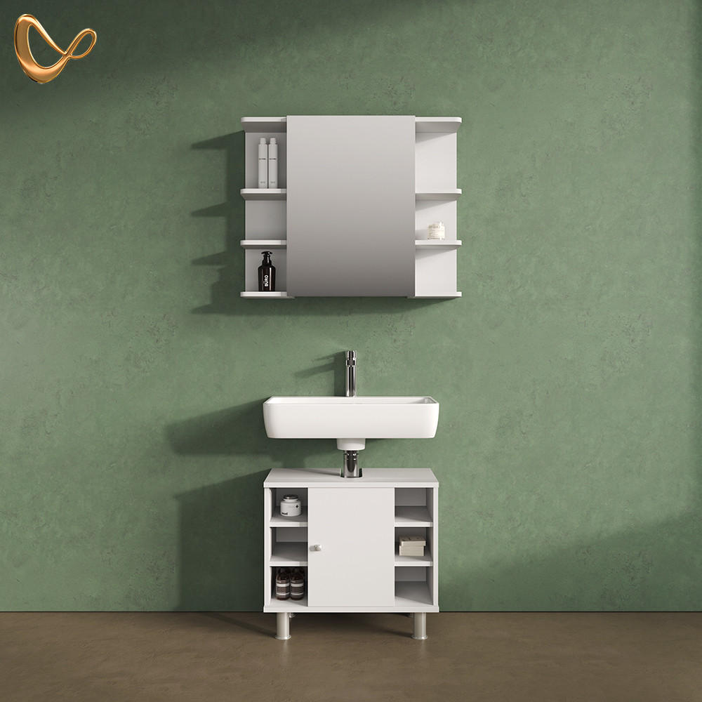 BADMÖBEL-SET Fucino Weiß 2 Teile - Weiß, Holzwerkstoff (60/54/32cm) - Livinity®