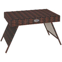 BEISTELLTISCH DE-06788 klappbar mit Rattan Braun - Braun, Kunststoff/Metall (60/41/41cm) - ComfortXL