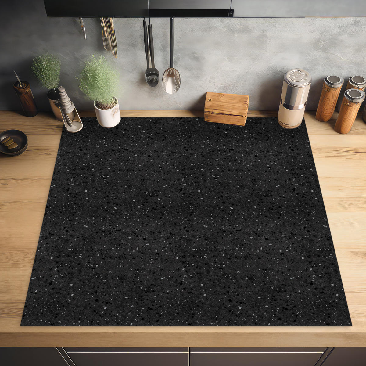 HERDABDECKPLATTE Granit - Schwarz - Grau Induktionsmatte 78x78 cm - Anthrazit, Kunststoff (78/78/0.2cm) - MuchoWow