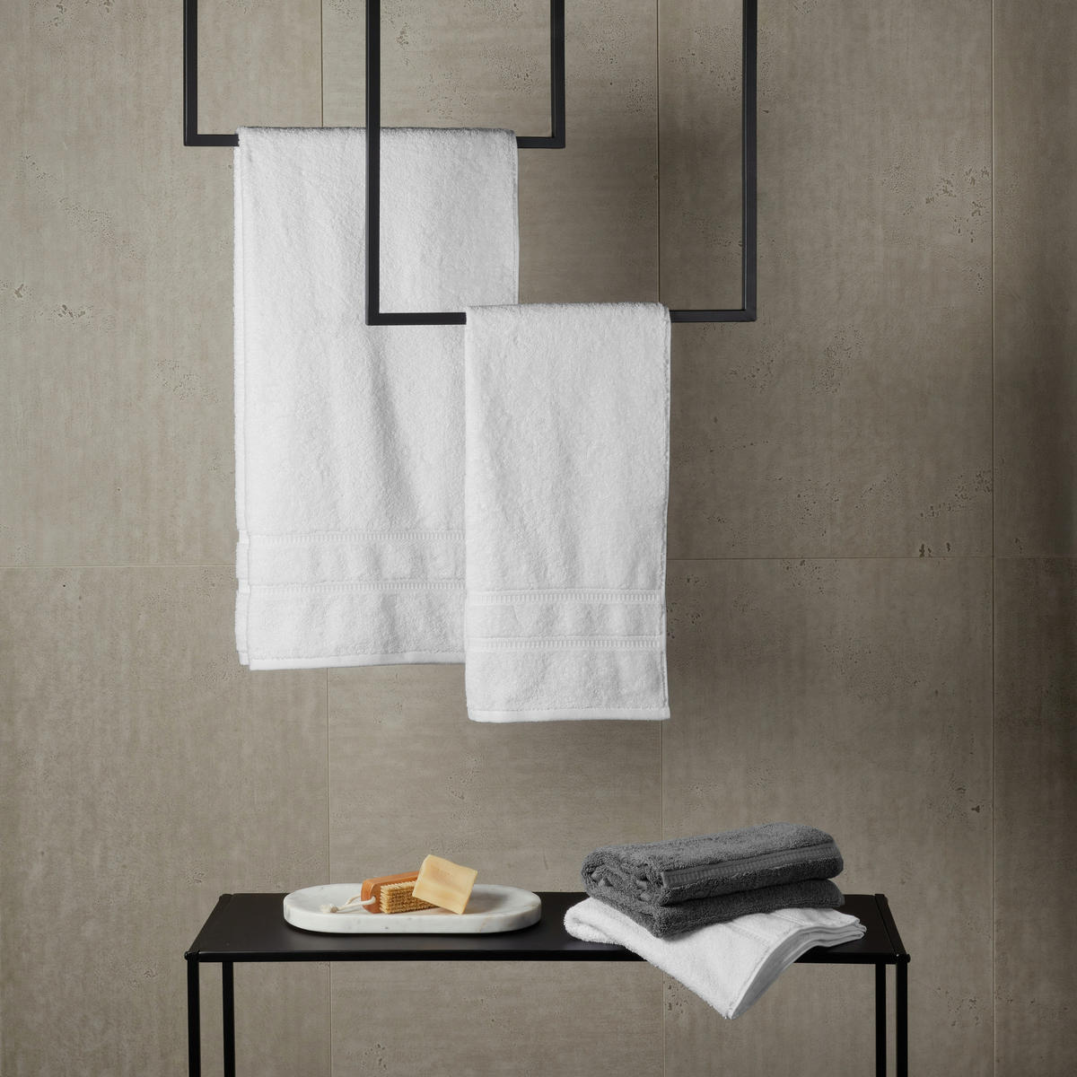 DUSCHTUCH Las Palmas - 70 x 140 cm - Anthrazit - Anthrazit, Textil (70/140cm) - SCHIESSER