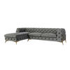 ECKSOFA Chesterfield Lexi Grau Samt, Ottomane links - Goldfarben/Grau, Holz/Textil (305/200cm) - S-Style Möbel