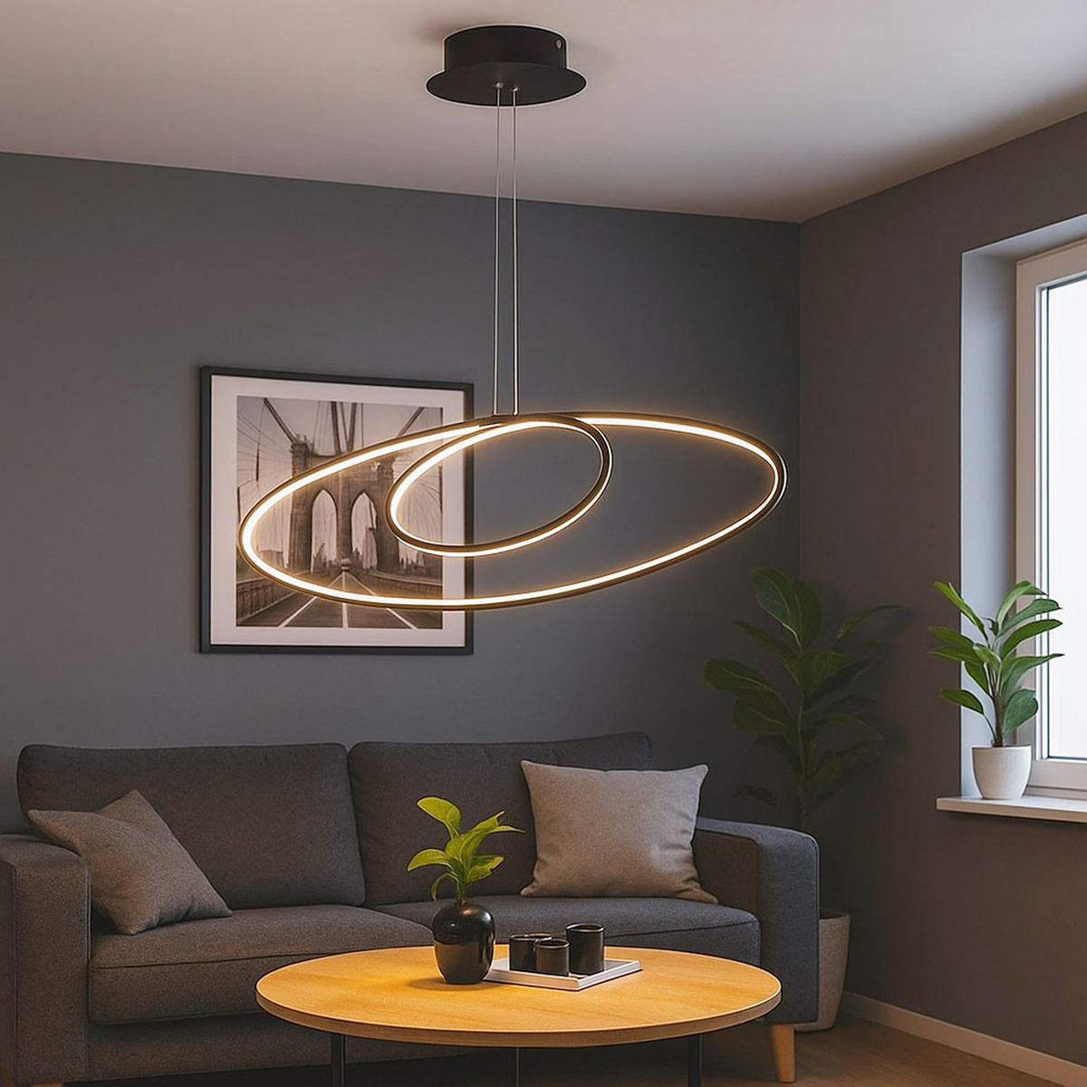 LED HÄNGELEUCHTE Metall Schwarz - Schwarz, Metall (113.5/28/150cm) - Wofi