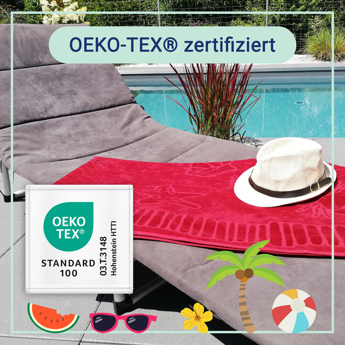 STRANDTUCH, 100x200 cm, 100% Baumwolle, Rot - Rot, Textil (100/200cm) - Zollner