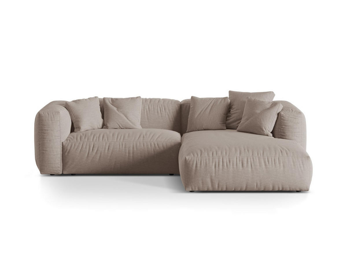 ECKSOFA modular rechts Martina aus strukturiertem Stoff dunkelbeige 2 Sitzplätze - Mokka, Textil (176/283cm) - Micadoni