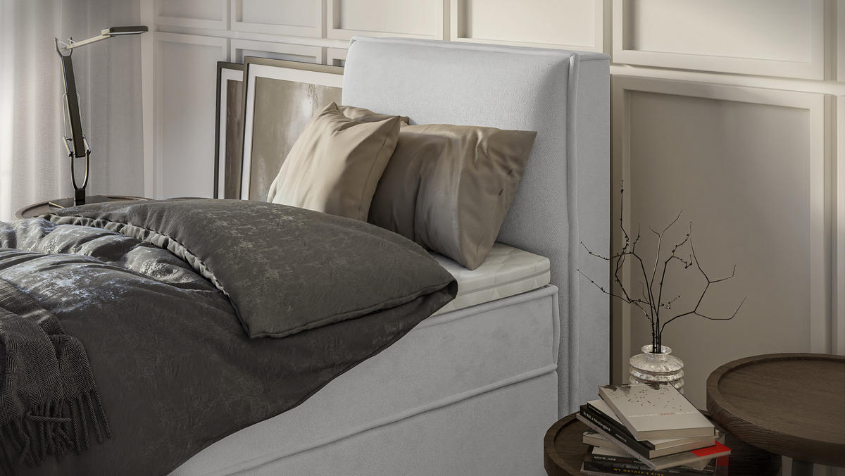 BOXBETT Eclipse 90/200 cm Silber Luxusmicrofaser - Silberfarben/Schwarz, Holz/Kunststoff (90/200cm) - S-Style Möbel