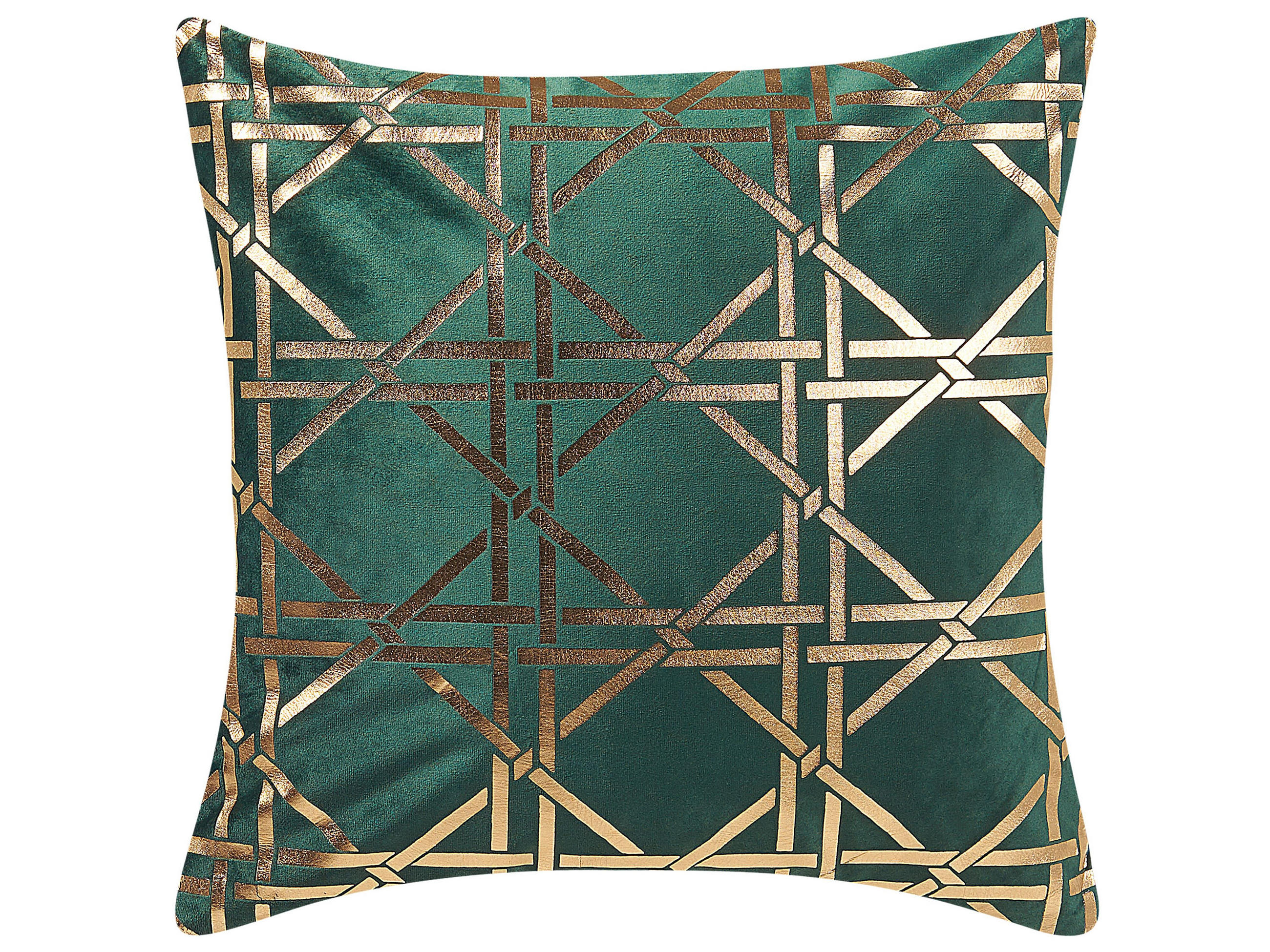 DEKOKISSEN 2er-Set Dunkelgrün 45/45 cm Cassia - Dunkelgrün, Textil (45/45cm) - Beliani