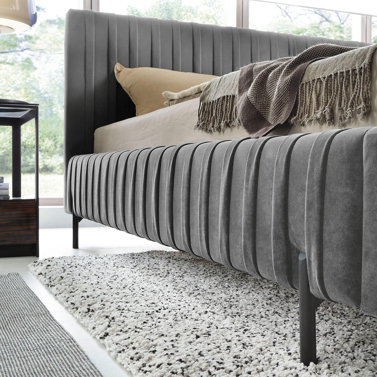 BOXSPRING POSTEĽ 180/200 Ori Tmavo šedá - sivá, drevo (180/200cm) - Petits-meubles