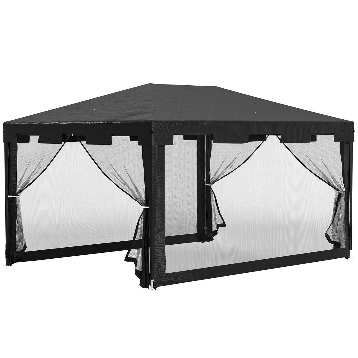 PAVILLON Gartenzelt 3 x3 m Pavillon, wetterbeständig, faltbar, 395cm x 295cm x 255 cm, Schwarz - Schwarz, Metall (395/255/295cm)