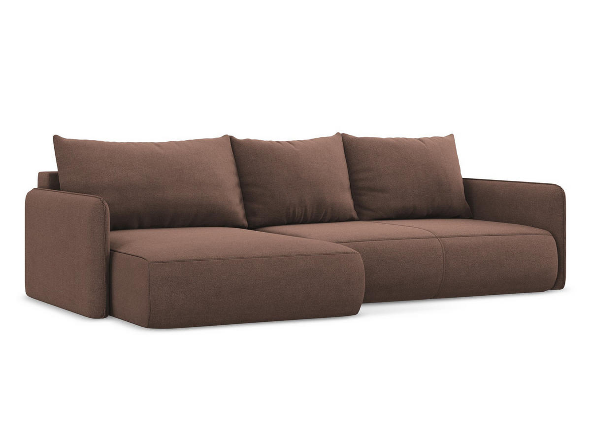 ECKSOFA mit Schlaffunktion Strukturstoff Stoff Pink - Pink/Hellrosa, Kunststoff/Textil (148/240cm) - Makamii