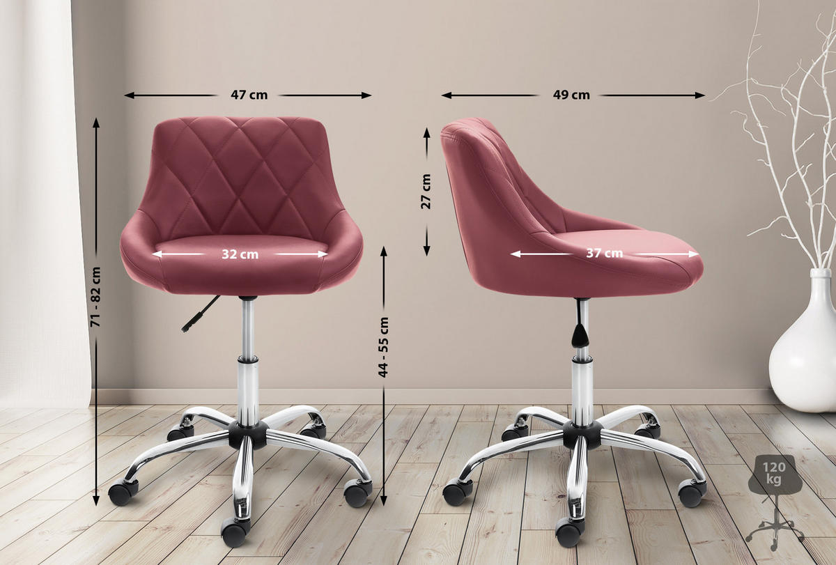 HOCKER Lederlook bordeauxrot - Chromfarben/Bordeaux, Textil/Metall (47/71/49cm) - CLP