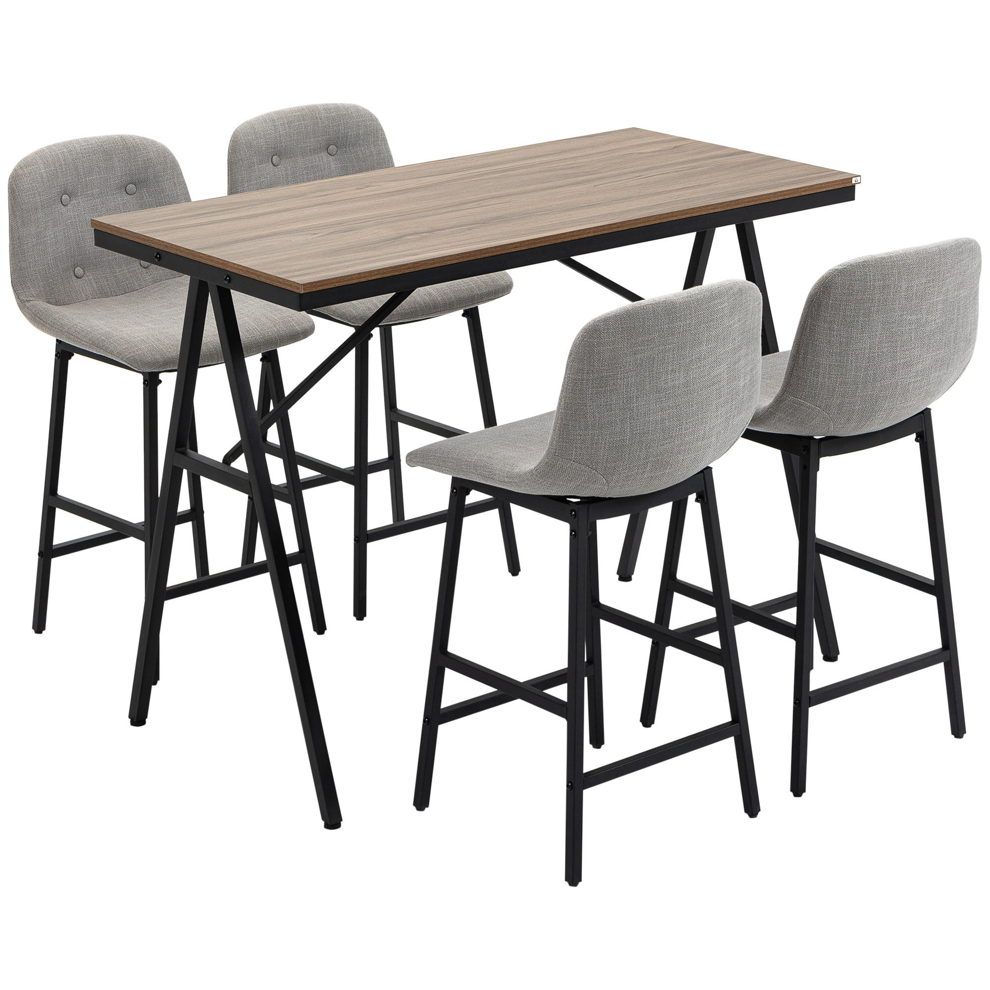 BARTISCH-SET, Leinenimitat, Hellbraun - Hellbraun, Textil (60/91/120cm) - HOMCOM