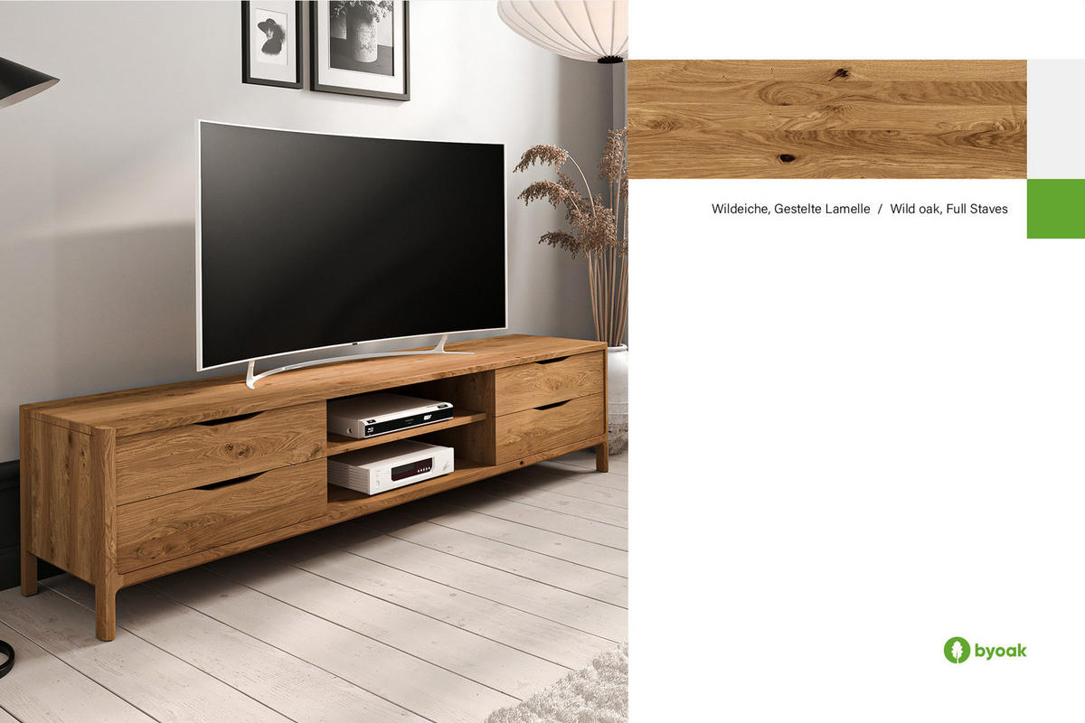 TV-SCHRANK PAUL - Wildeiche, Holz (200/48/50cm) - byoak