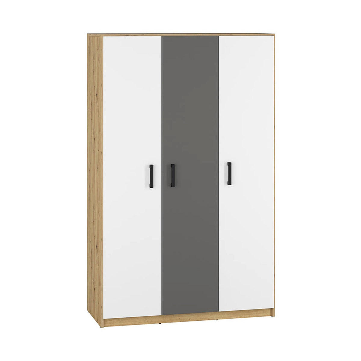hi-markt Kleiderschrank Eiche, Weiß, Anthrazit 119x191x53 cm