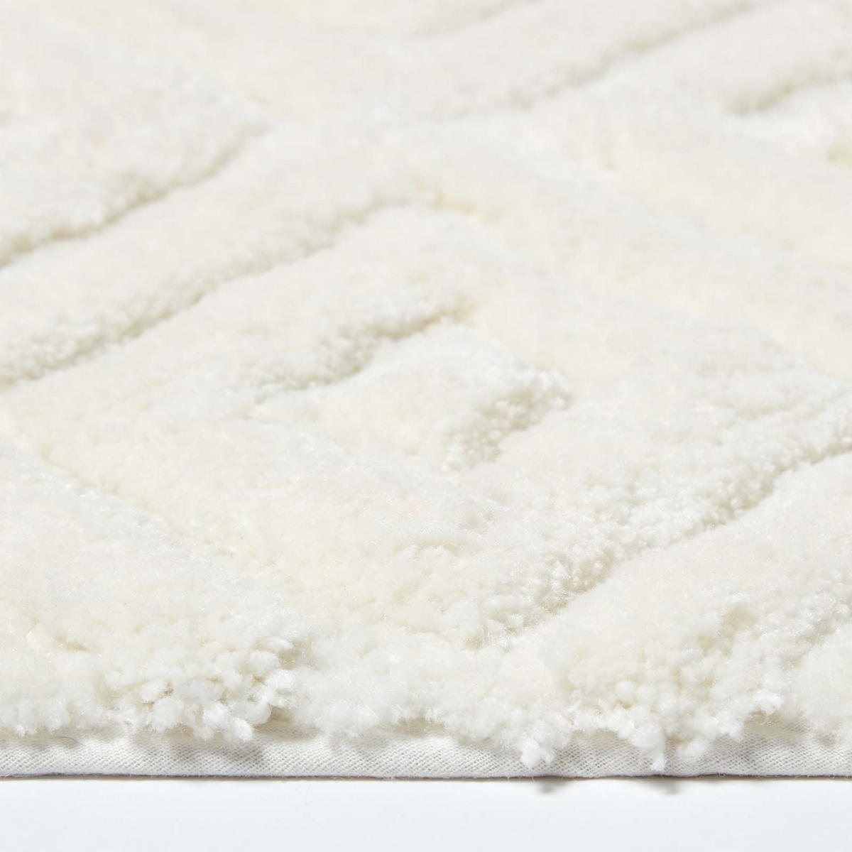 BADEMATTE 50/80 cm Rautenmuster, Hochflor - Weiß, Textil (50/80cm) - Homescapes