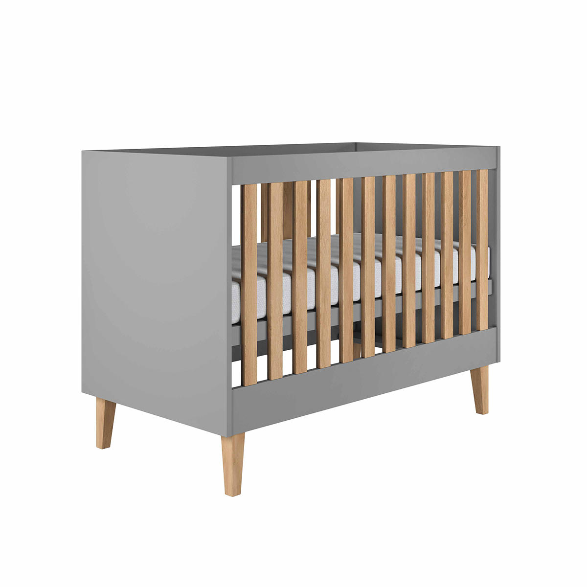BABYZIMMER 2-teilig Kubi Grau - Grau, Holzwerkstoff (66/90/124cm) - Petits-meubles