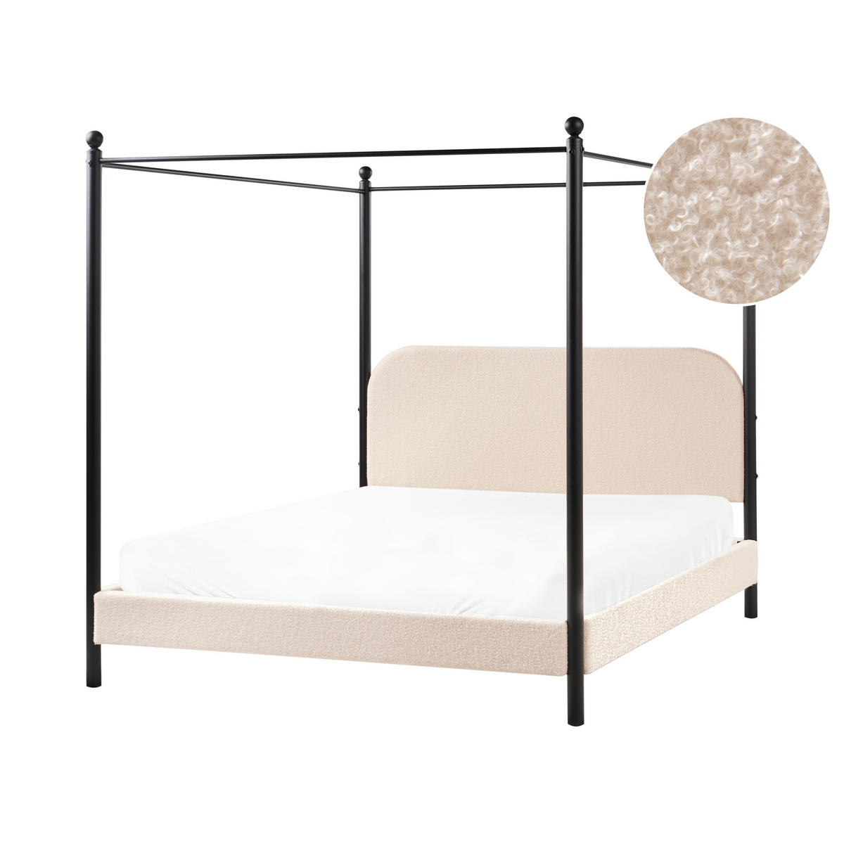 HIMMELBETT 160x200 cm Beige Dannemois - Beige, Textil (160/200cm) - Beliani