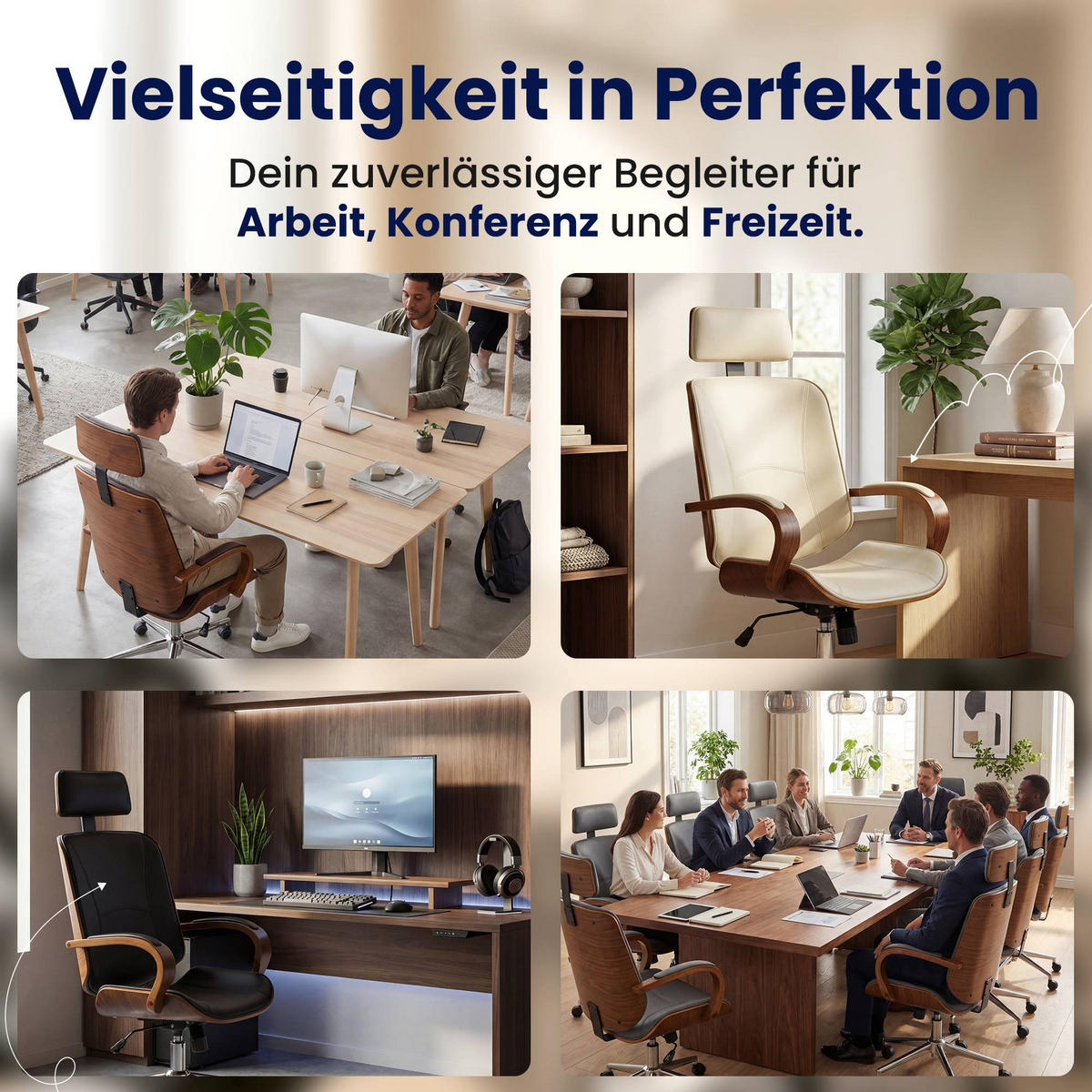 DREHSTUHL Lederlook Walnuss/Weiß - Walnussfarben/Weiß, Textil/Metall (70/118/70cm) - CLP