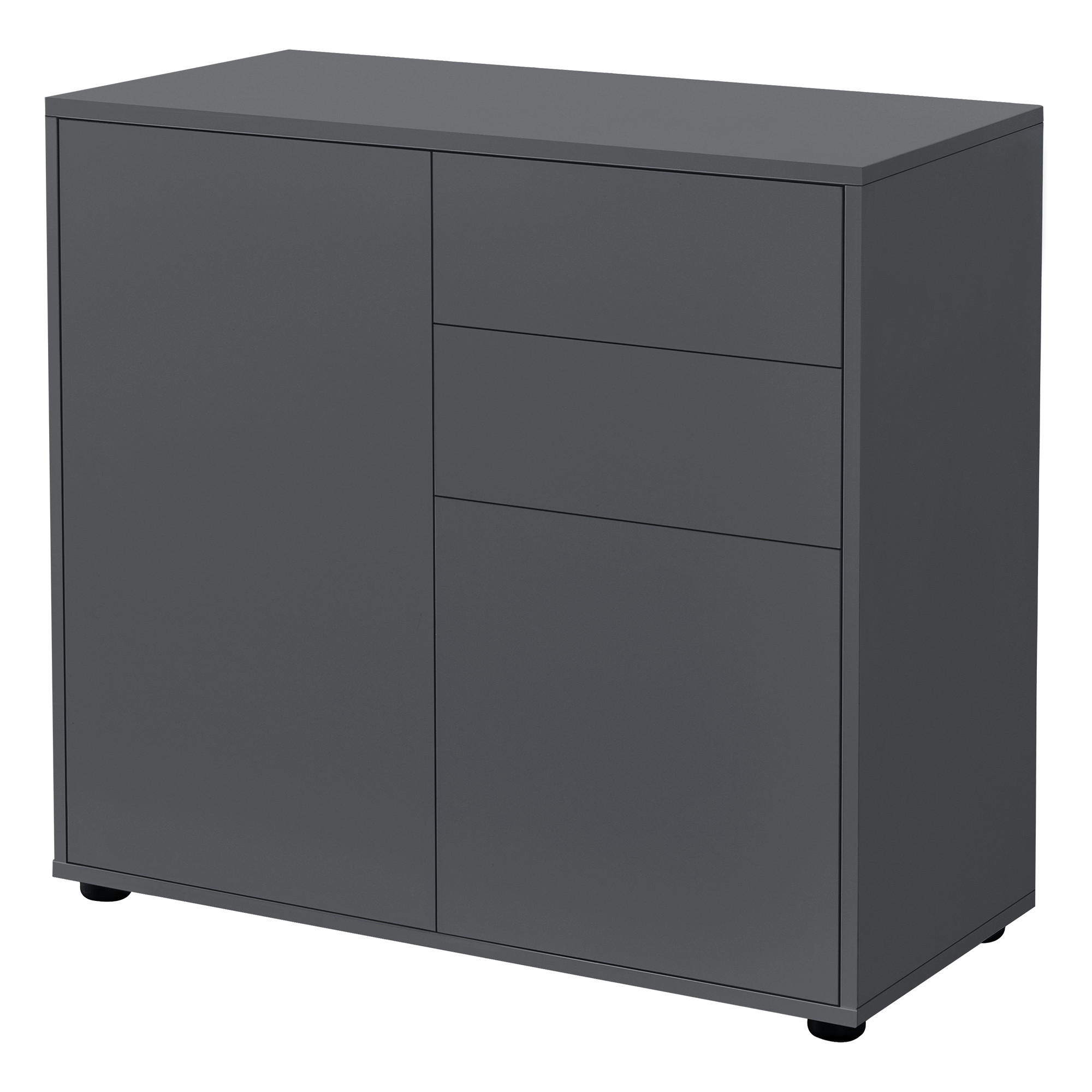 KOMMODE Paarl 2-türig - Dunkelgrau, Holzwerkstoff (79/74/36cm) - [en.casa]