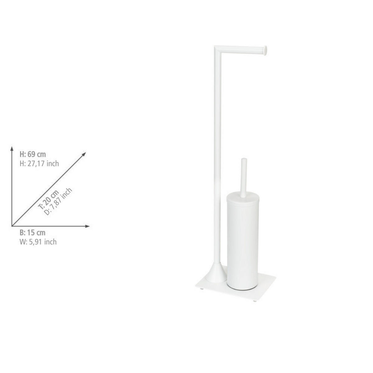 TOILETTENPAPIER- und Bürstenhalter 2-in-1 Hella 15/20/69 cm - Weiß, Metall (20/69/15cm) - Wenko