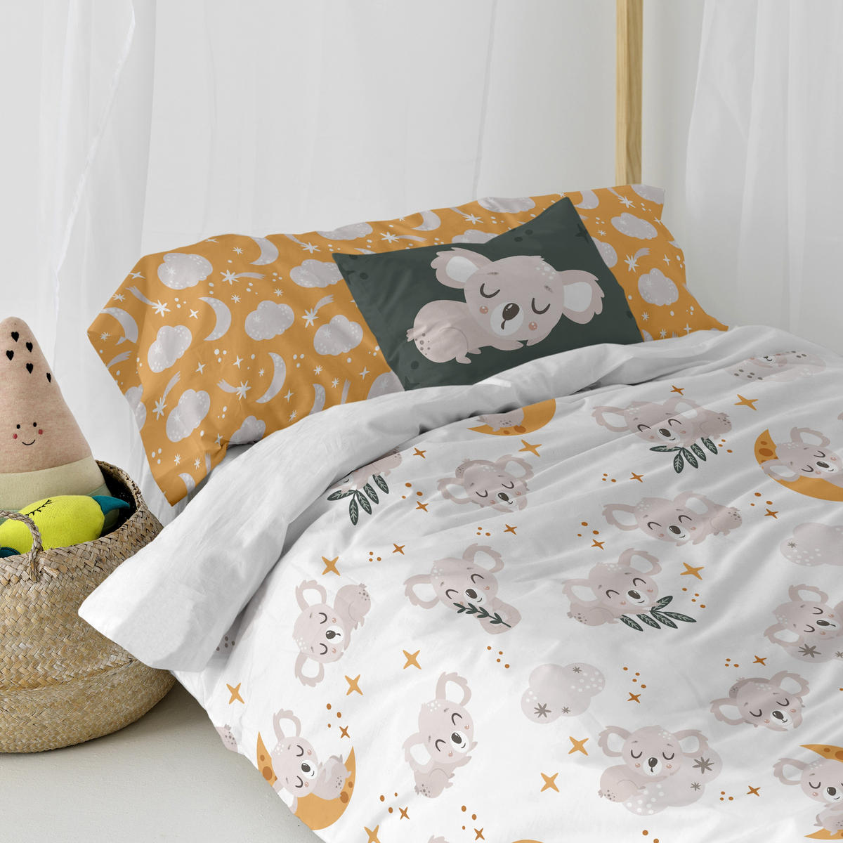 BETTBEZUG 2er-Set teiliges baby koala 155x220 cm (komfortgrösse) mehrfarbig - Multicolor, Textil (155/220cm) - Happy Friday