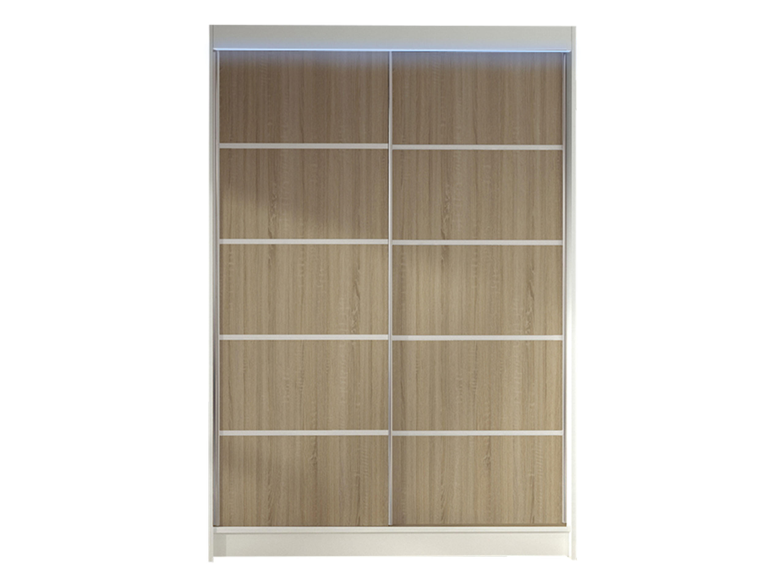 SCHWEBETÜRENSCHRANK Lino IV mit RGB LED Beleuchtung - Weiß/Sonoma Eiche, Holzwerkstoff/Metall (120/200/58cm) - MIRJAN24