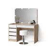 SCHMINKTISCH Imola Weiß/Sonoma mit LED Beleuchtung und Hocker - Weiß/Sonoma Eiche, Holzwerkstoff (120/75/55cm) - Livinity®