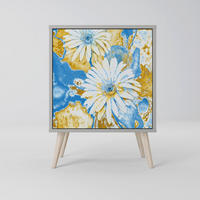 SIDEBOARD DAISY LUXE, Grau, 57,5x42x77,5 cm, Schräge Buchenholzfüße - Buchefarben/Multicolor, Holzwerkstoff/Buchenholz (57.5/77.5/42cm) - SpaceRebels