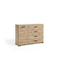 KOMMODE ALBANO 120/83/40cm mit 4 Schubladen 1 Türen Eiche Artisan - Eiche Artisan, Holzwerkstoff (120/83/40cm) - MASSENO
