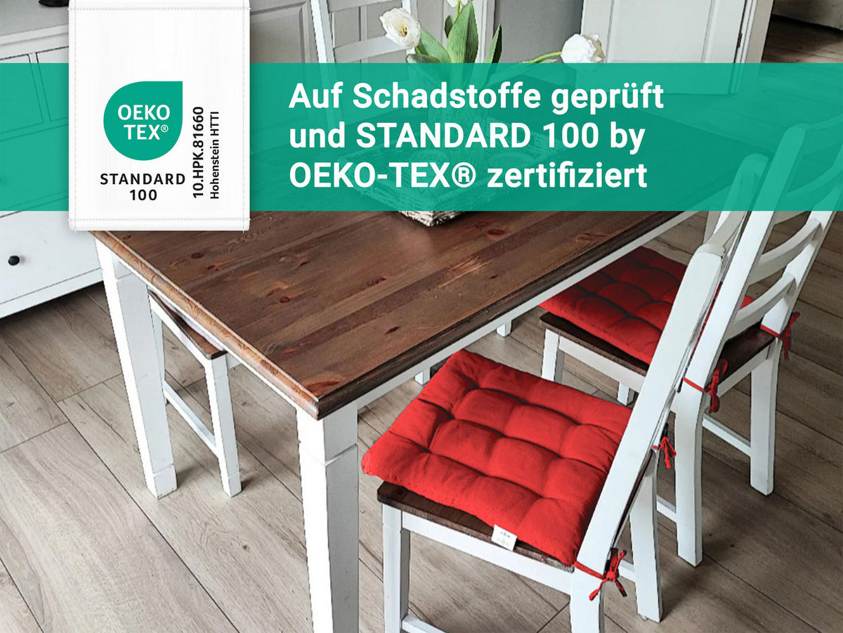 STUHLKISSEN, 4er-Set, 40x40 cm, 100% Polyester, Rot - Rot, Textil (40/40/3cm) - Zollner