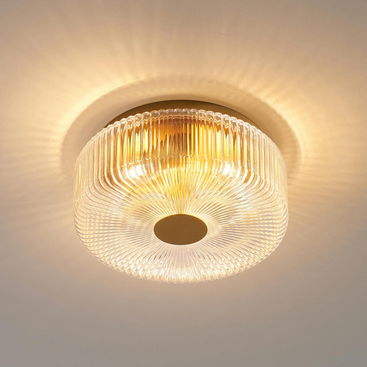 DECKENLEUCHTE Paolina, Transparent und goldfarben, 30cm - Transparent, Glas (30/30/13cm) - KOSILUM