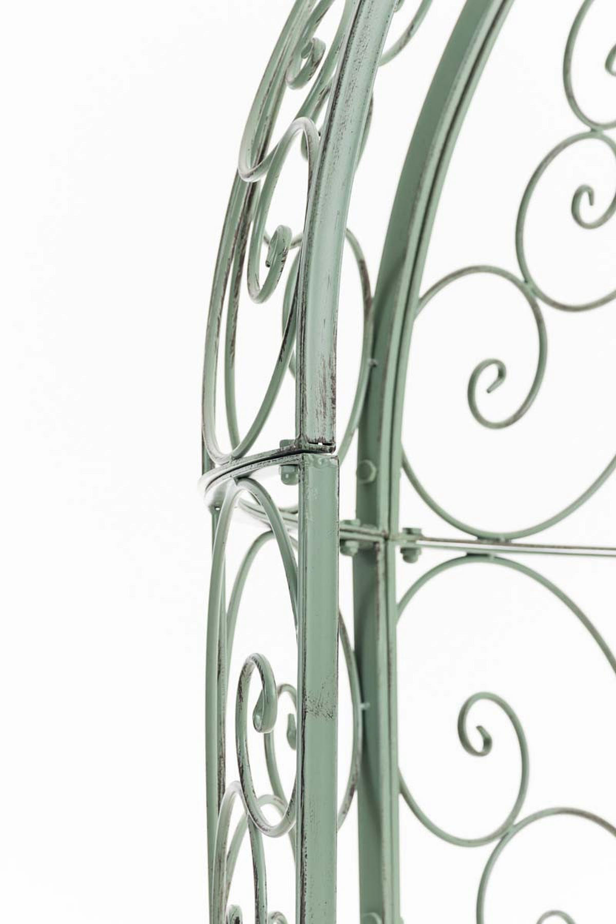 HALBPAVILLON mit Sitzbank Boston Metall Antik-grün Gartenbank - Grün, Metall (120/178/58cm) - DELUKE