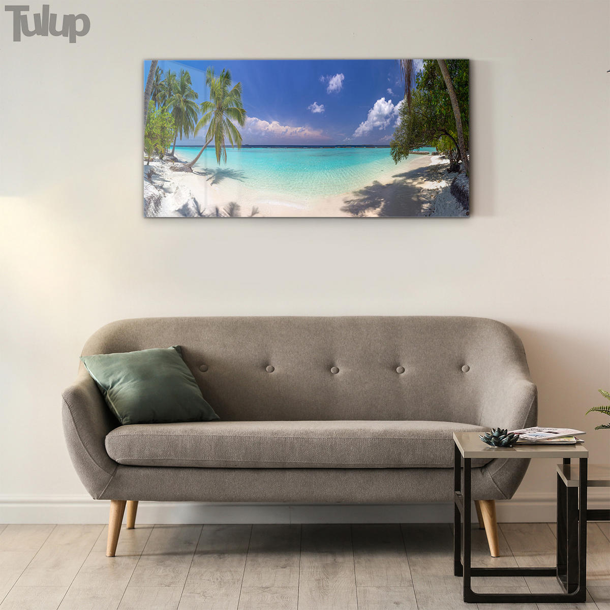 GLASBILD 120x60 cm Malediven Panorama - Blau/Hellblau, Glas (120/60cm) - TULUP