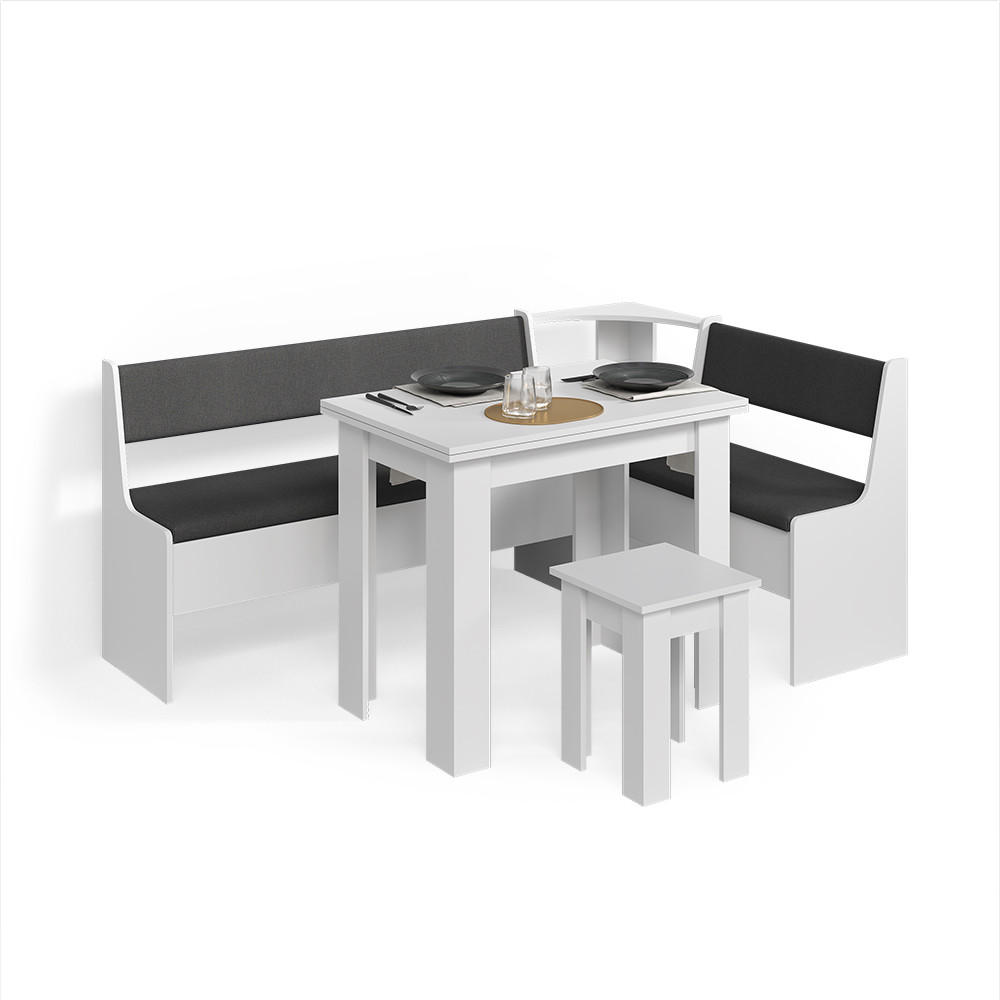 Livinity® ROHOVÁ LAVICE Tiberio Bílá 180 x 120 cm se stolkem