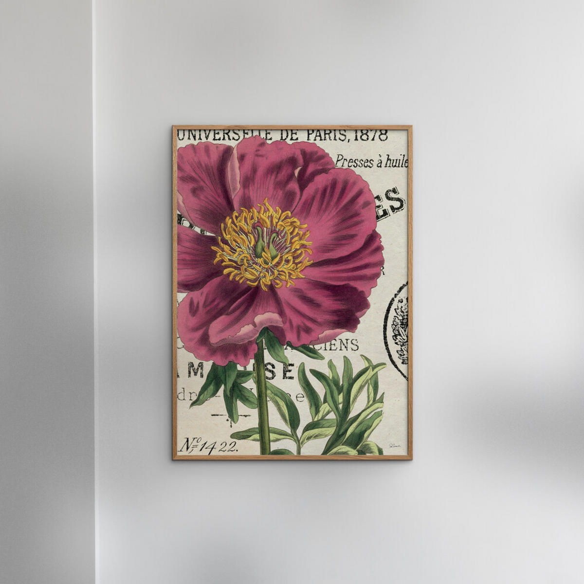 POSTER mit Rahmen Wild Apple - Global - Pink/Eichefarben, Holz/Papier (70/100cm) - Poster&Frame