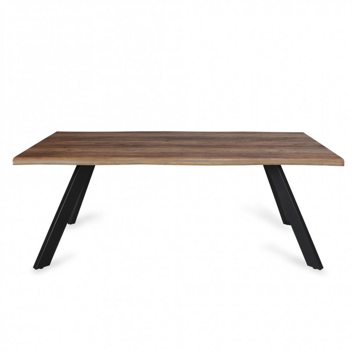 ESSTISCH HELGA / 180x90cm - 8 Personen - Eiche Dekor und schwarze Metallbeine - Eichefarben, Holzwerkstoff (180/90/75.5cm) - Weber Industries