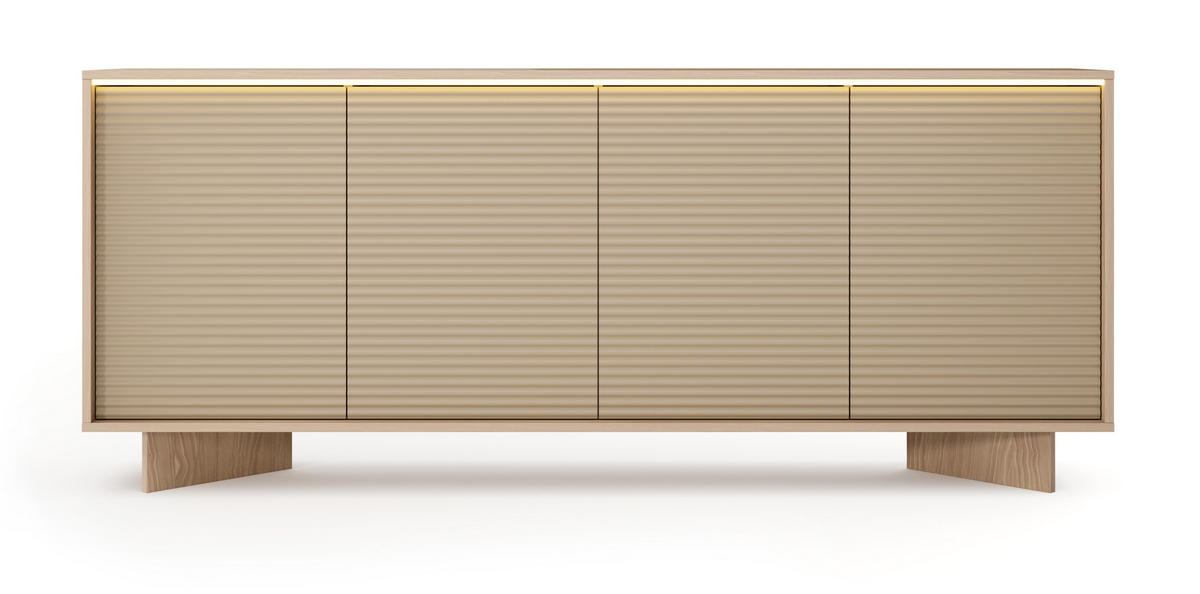 KOMMODE 204 cm Spirit Spirit mit LED, 4 Türen, Cappuccino - Eichefarben/Cappuccino, Holz (204/84/40cm) - Emporius
