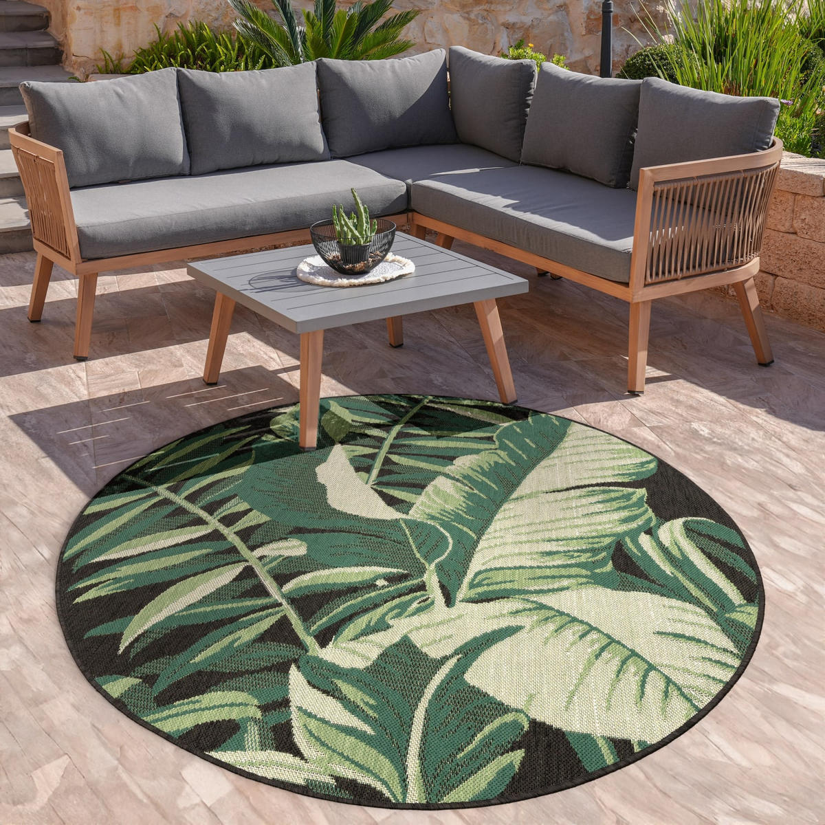 OUTDOORTEPPICH 160/160 cm Ostende 551 - Schwarz, Kunststoff (160/160cm) - Paco Home