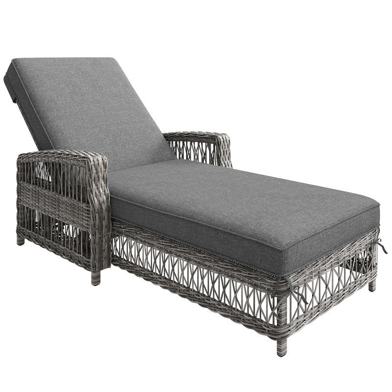 SONNENLIEGE RATTAN WETTERFEST verstellbare Rückenlehne Grau - Grau, Kunststoff (57/83/153cm) - Kaket