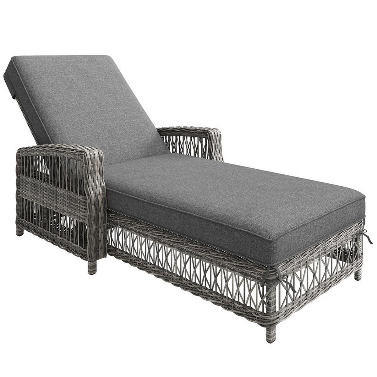 SONNENLIEGE RATTAN WETTERFEST verstellbare Rückenlehne Grau - Grau, Kunststoff (57/83/153cm) - Kaket