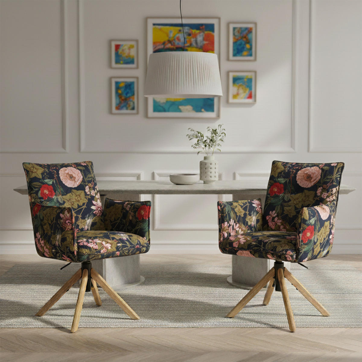 BÜROSTUHL Mika-Leya - Honigeiche/Multicolor, Eichenholz/Holz (60/89/63cm) - DUBI Möbel