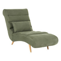 ČALOUNĚNÉ LEHÁTKO CHAISE LONGUE Látka Zelené Rives - zelená barva/hnědá, textil (78/97/160cm) - Beliani
