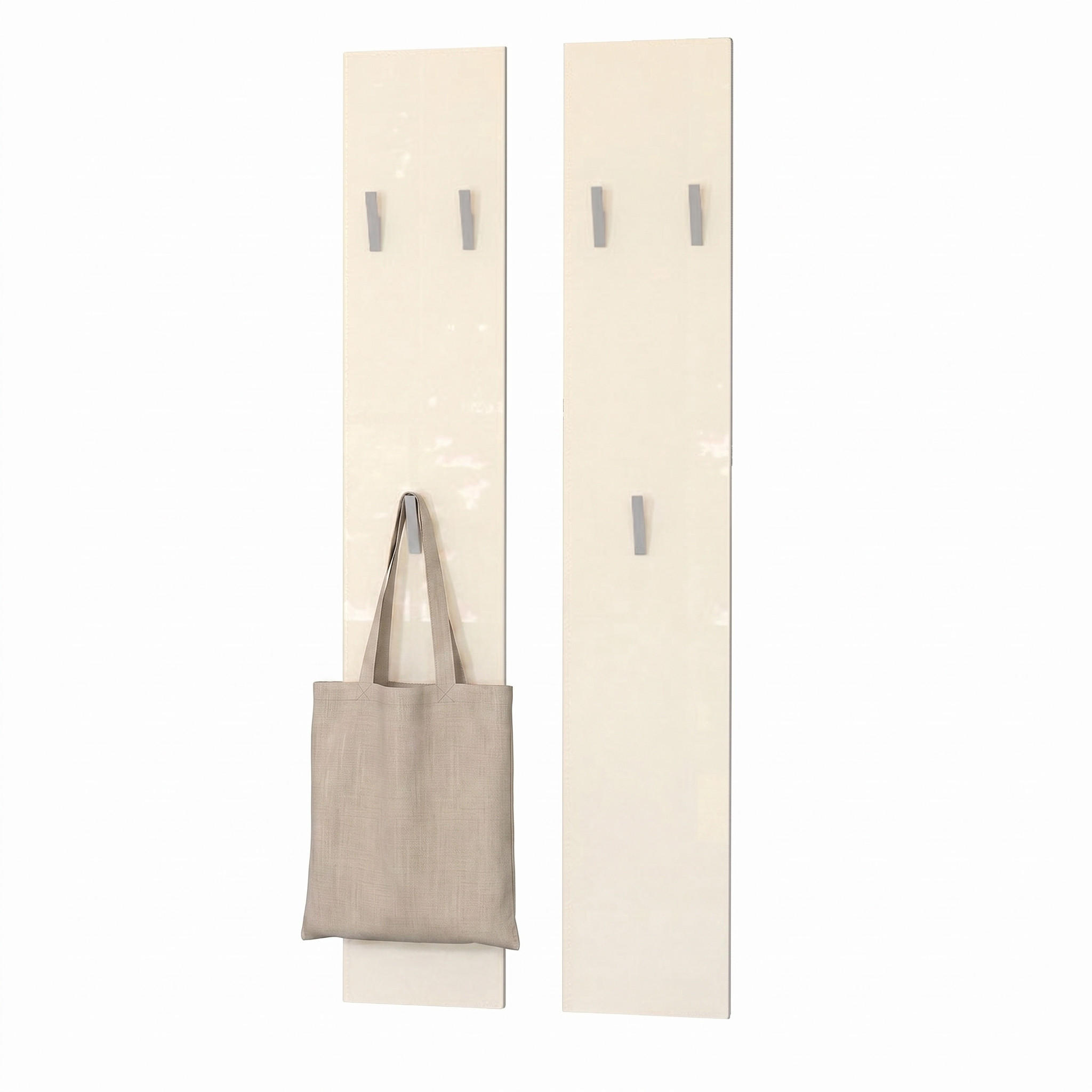 GARDEROBENPANEEL Wandpaneel Creme Hochglanz - Creme, Holzwerkstoff (24/140/2cm) - Vladon