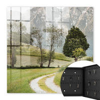 SCHLÜSSELBOX Schwarz 30x30 cm- Türöffnung nach rechts - Berglandschaft - Grün, Metall (30/30/5cm) - TULUP