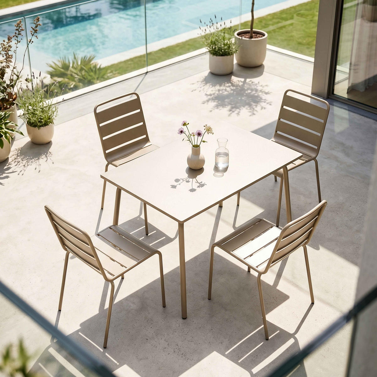 GARTENSET 5-tlg., Taupe - Taupe, Metall - Oviala